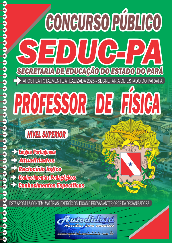 Capa de Apostila concurso da Seduc PA 2026 Secretaria Educação do Pará - Professor de Física