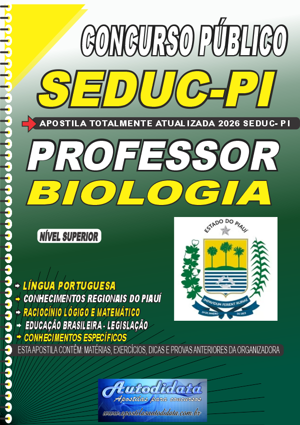Capa de Apostila concurso Secretaria de Educação SEDUC-PI 2026 - Biologia