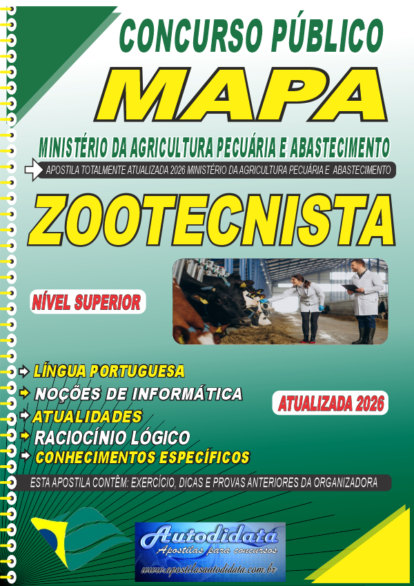 Capa de Apostila concurso do MAPA 2026 Ministério da Agricultura - Zootecnista