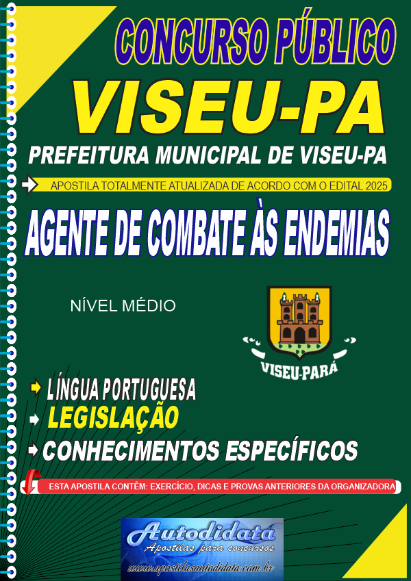 Capa de Apostila concurso da Prefeitura de Viseu PA 2025 – Agente de Endemias
