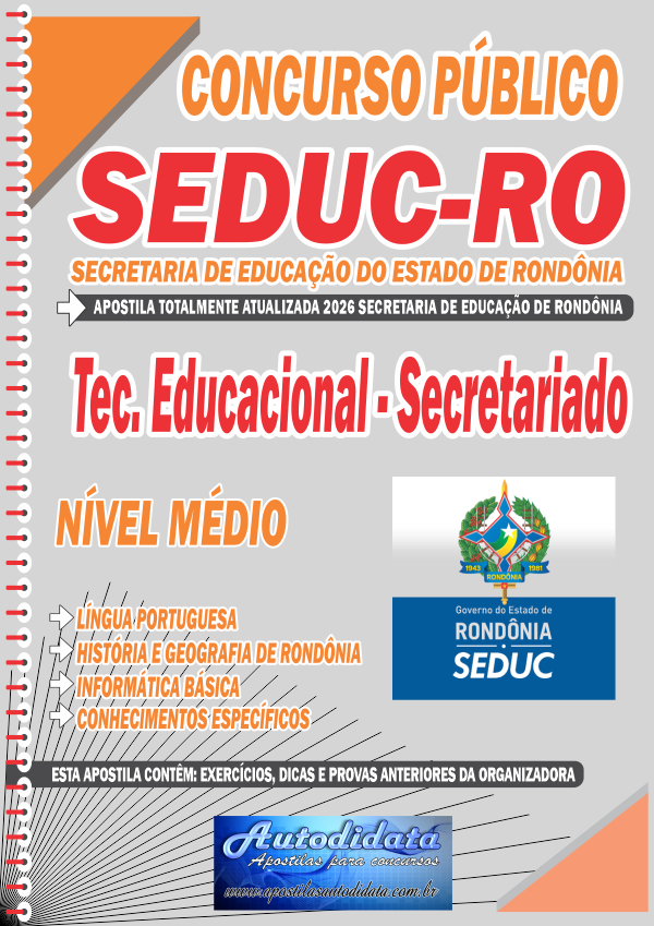 Capa de Apostila concurso SEDUC Rondônia 2026 - Secretariado