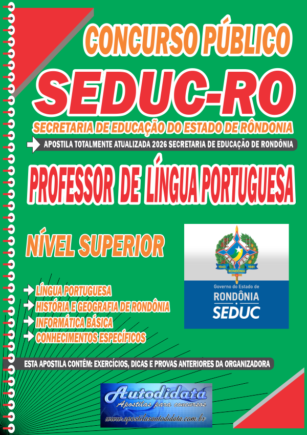 Capa de Apostila concurso SEDUC Rondônia 2026 – Professor de Língua Portuguesa