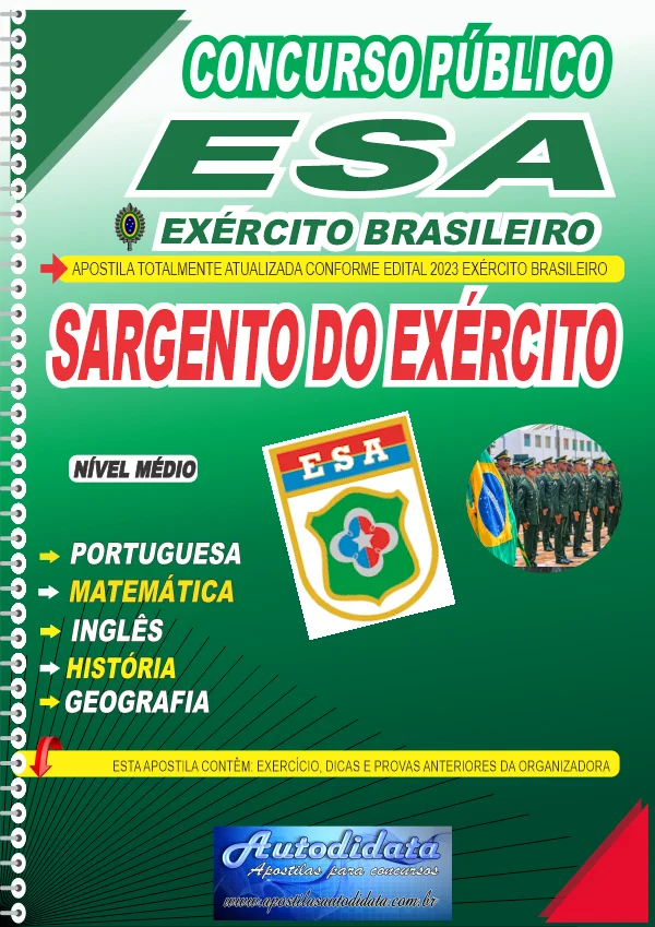 Capa de Apostila concurso Exército Brasileiro ESA 2026 - Sargento do Exército
