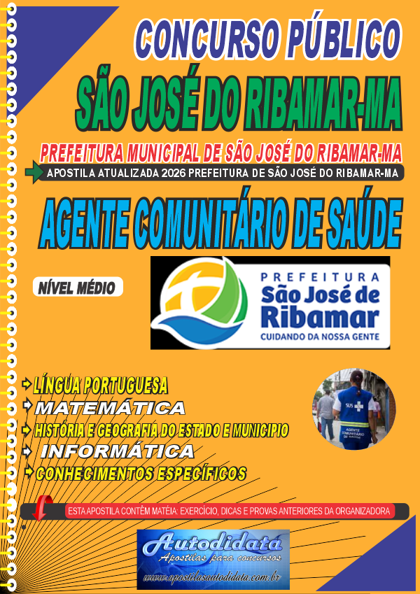 Capa de Apostila concurso São José de Ribamar - MA 2026 - Agente Comunitário de Saúde