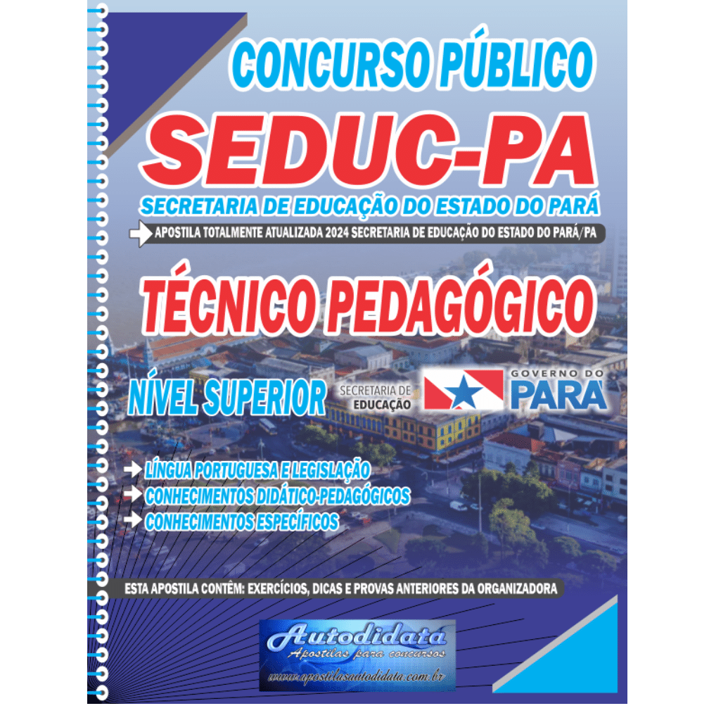 Capa de Apostila Concurso público SEDUC – PA 2025 Técnico Pedagógico