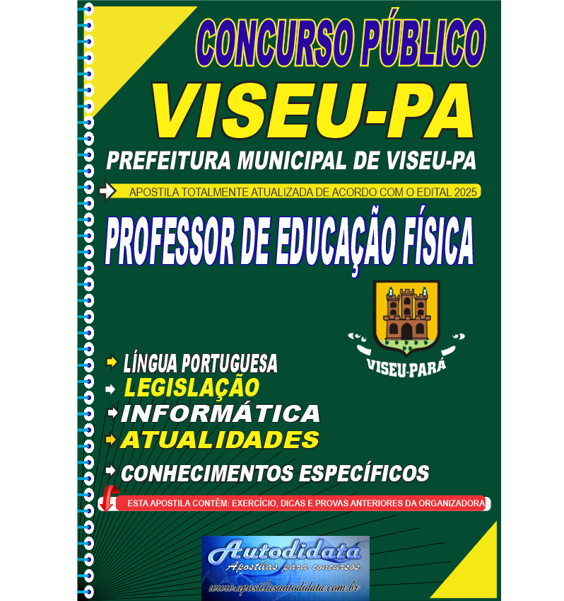 Capa de Apostila concurso VISEU-PA 2025 Educação Física