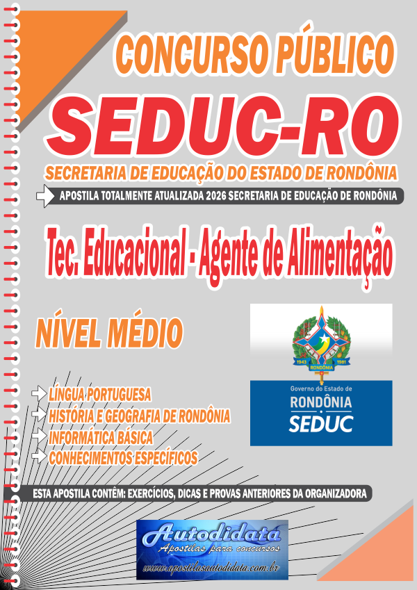 Capa de Apostila concurso SEDUC Rondônia 2026 – Agente de Alimentação