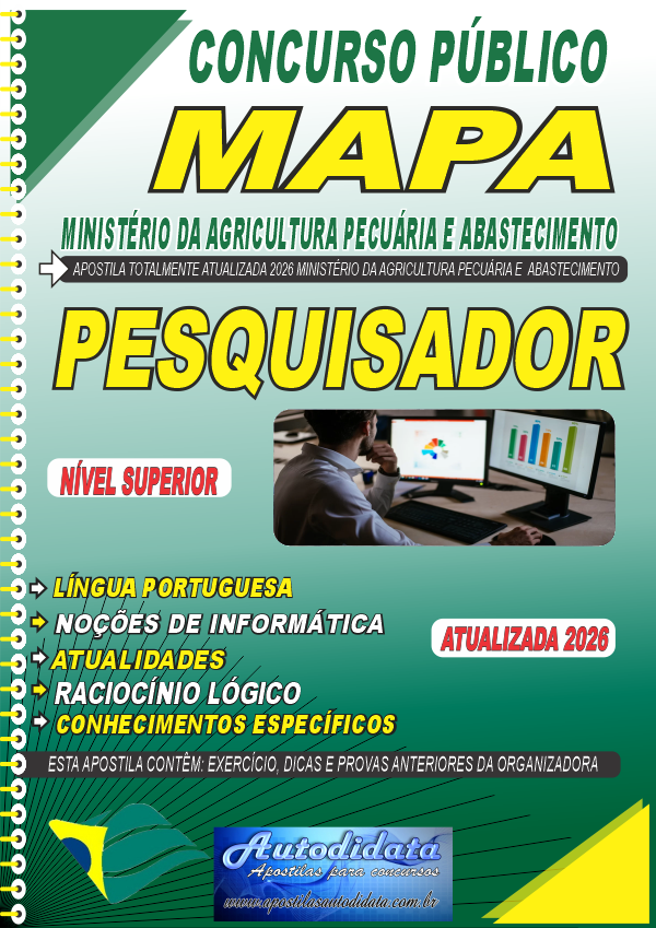 Capa de Apostila concurso do MAPA Ministério da Agricultura 2026 - Pesquisador