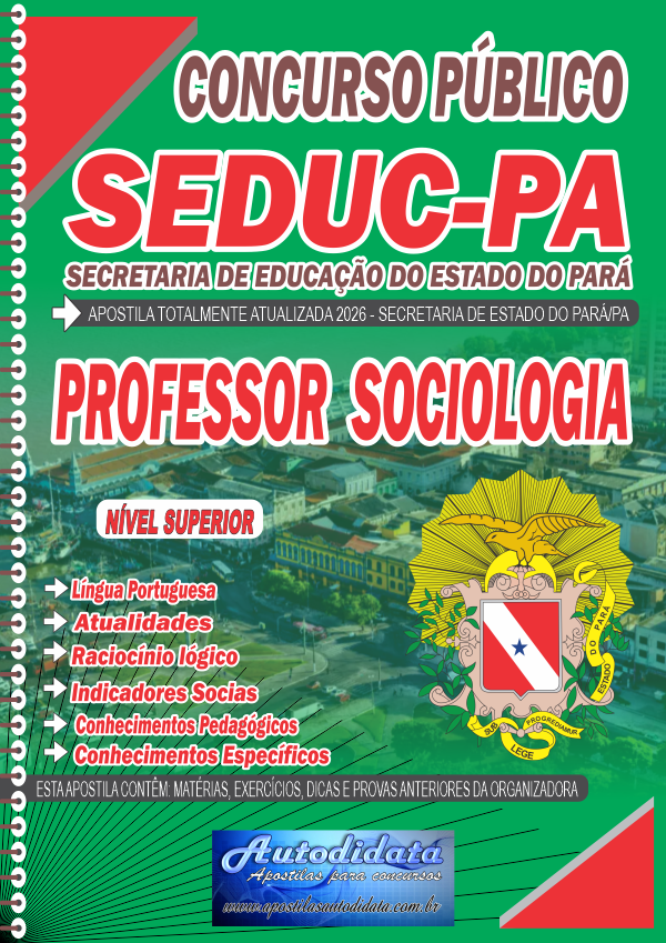 Capa de Apostila concurso da Seduc PA 2026 Secretaria Educação do Pará - Professor de Sociologia