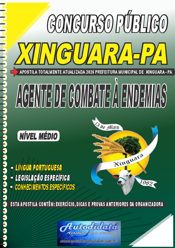 Capa de Apostila concurso da Prefeitura de Xinguara-PA 2026 – Agente de Endemias
