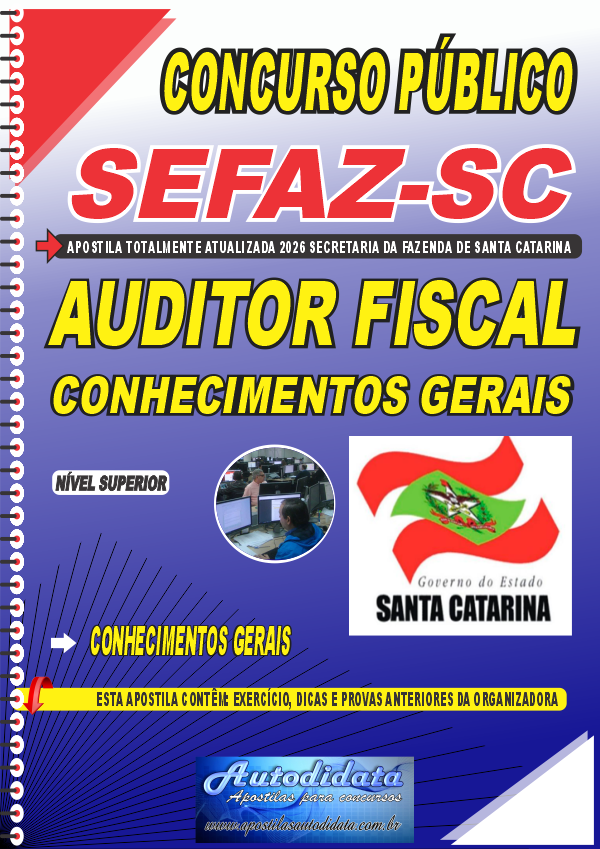 Capa de Apostila concurso da Sefaz SC 2026 Auditor Estadual de Finanças Públicas