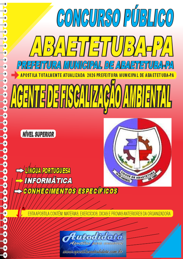 Capa de Apostila concurso Prefeitura de Abaetetuba PA 2026 Agente de Fiscalização Ambiental