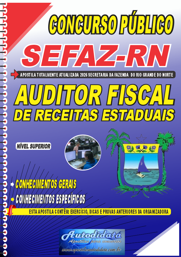 Capa de Apostila concurso SEFAZ RN 2026 - Auditor Fiscal de Receitas Estaduais