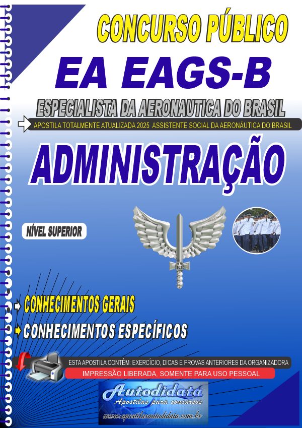 Capa de Apostila concurso Sargento Aeronáutica 2026 Administração