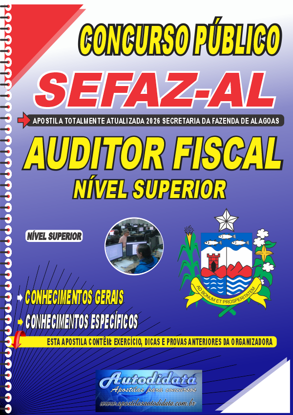 Capa de Apostila concurso da Sefaz-AL Secretaria da Fazenda de Alagoas 2026 - Auditor-fiscal