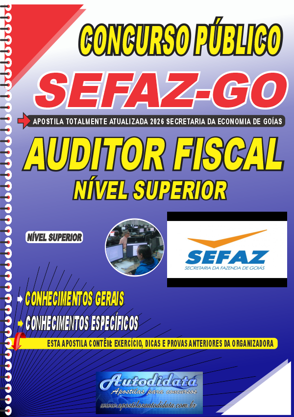 Capa de Apostila Concurso Sefaz GO 2026 Auditor-Fiscal do Estado de Goiás