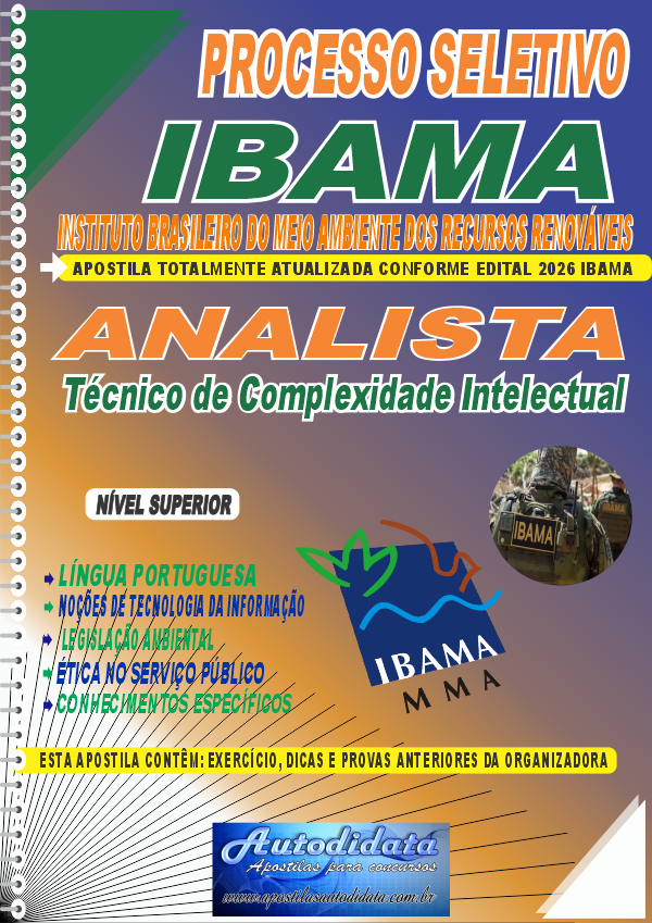 Capa de Apostila Processo Seletivo IBAMA 2026 - Analista Técnico de Complexidade Intelectual
