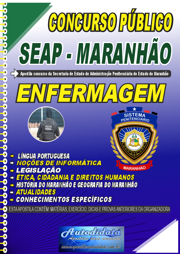 Capa de Apostila concurso da SEAP MA 2026 – ENFERMAGEM