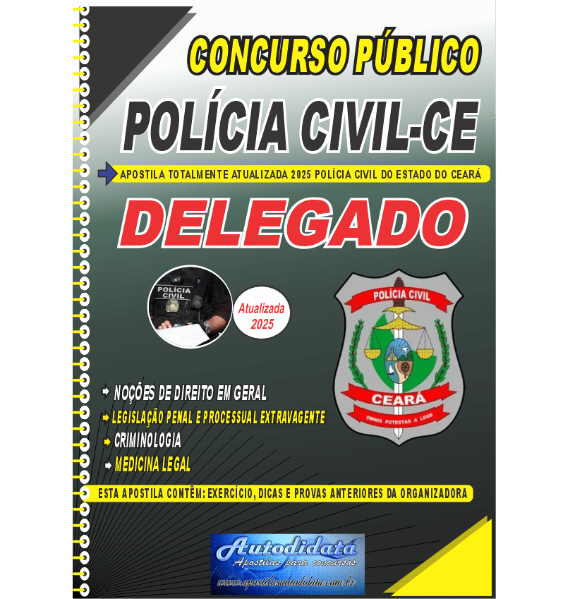 Capa de concurso da Polícia Civil-CE 2025 – Delegado de Polícia