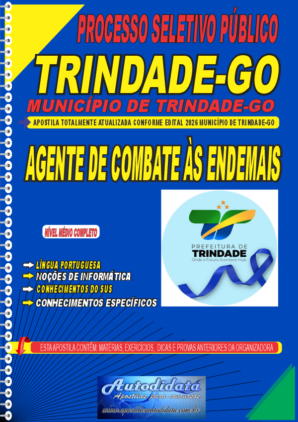 Capa de Apostila Município de Trindade - GOIÁS 2026 - Agente de Combate às Endemias