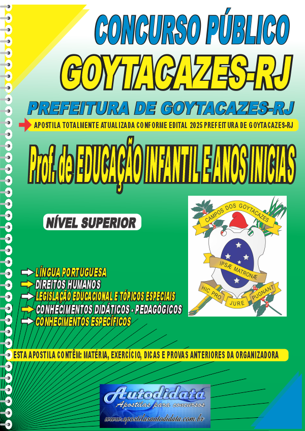 Capa de Apostila concurso CAMPOS DOS GOYTACAZES/RJ - Professor Educação Infantil e Anos Iniciais