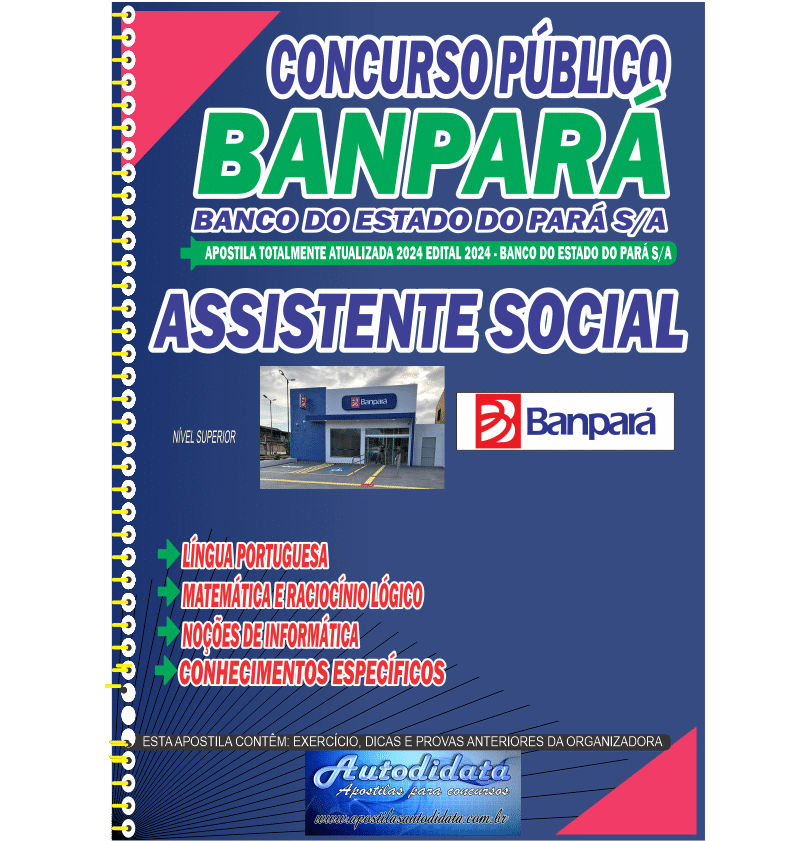 Capa de Apostila concurso do BANPARÁ 2024 – Assistente Social