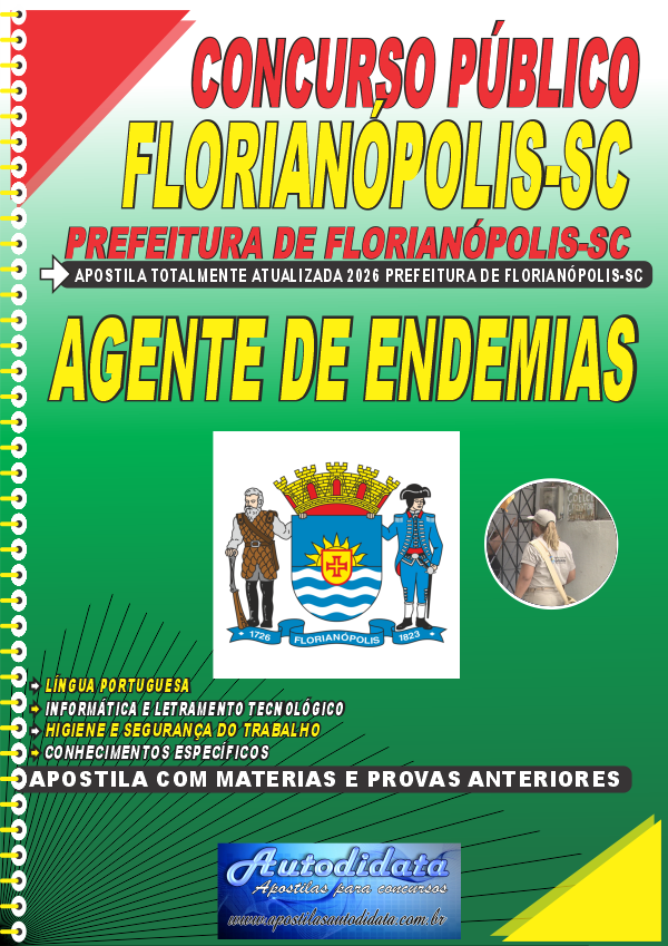Capa de Apostila Processo Seletivo da Prefeitura de Florianópolis SC 2026 - Agente de Endemias