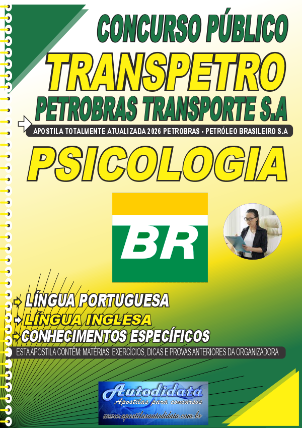 Capa de Apostila concurso Petrobras Transpetro Transporte 2026 Psicologia