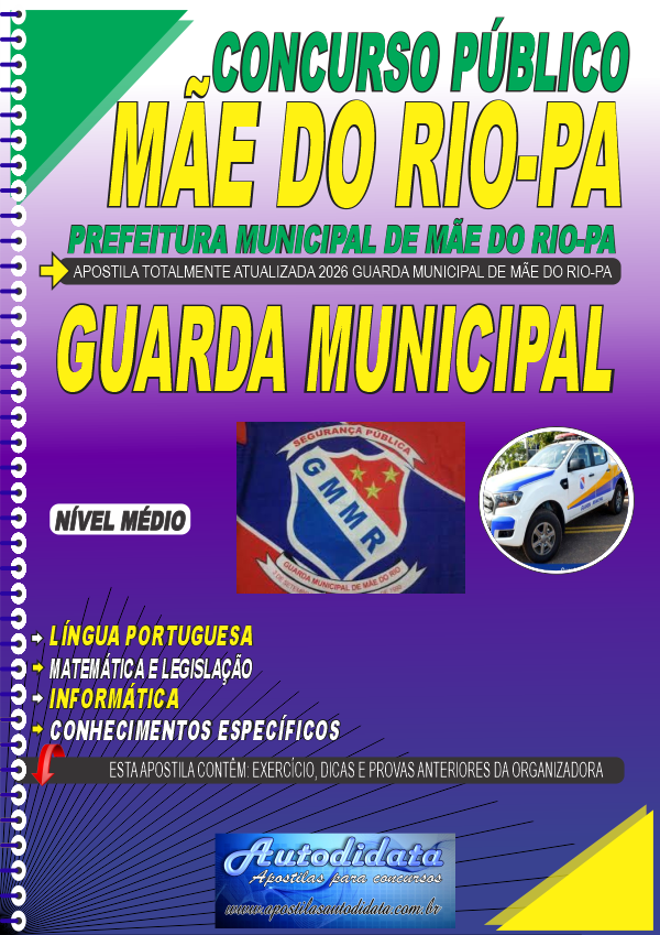 Capa de Apostila concurso da Prefeitura de  Mãe do Rio 2026 - Guarda Municipal