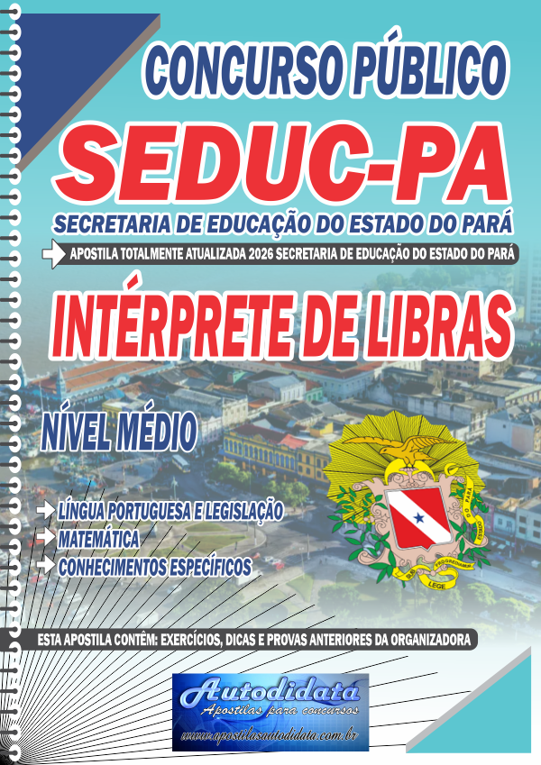 Capa de Apostila Concurso SEDUC - PA 2026 Intérprete de libras