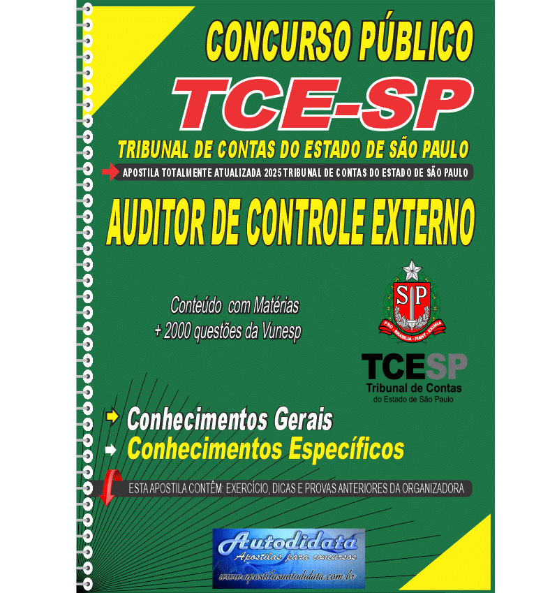 Capa de concurso Tribunal de Contas do Estado de São Paulo TCESP Auditor de Controle Externo