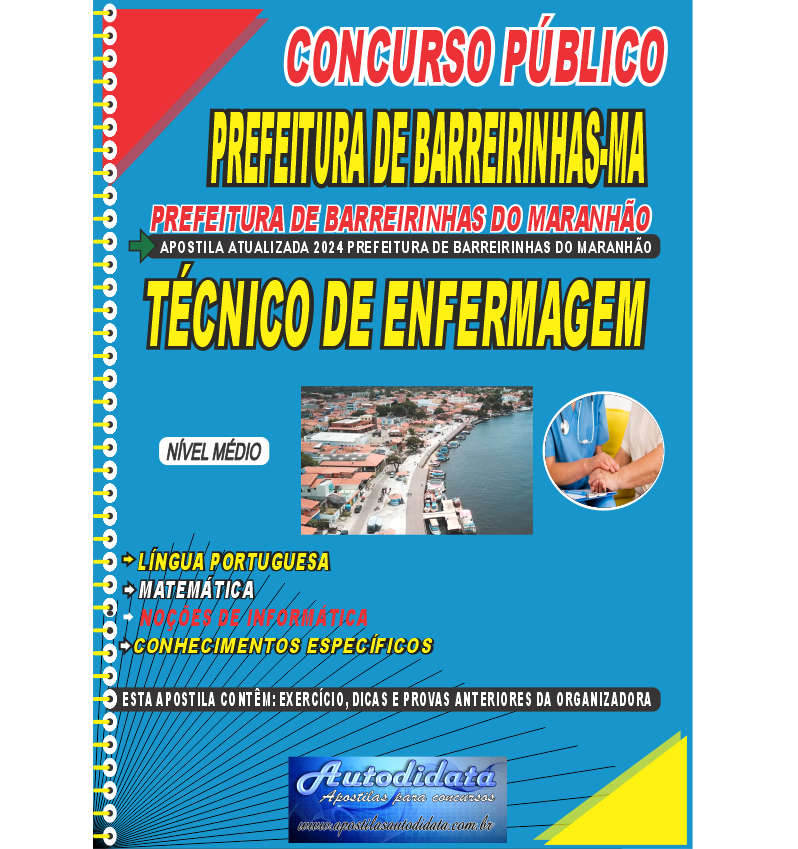 Capa de Apostila concurso de Barreirinhas-MA 2024 – Técnico em Enfermagem