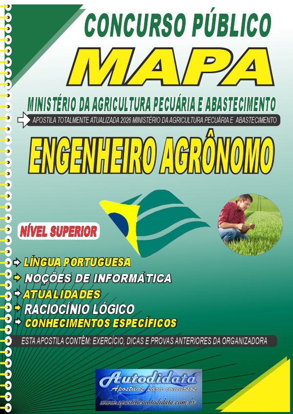 Capa de Apostila concurso do MAPA Ministério da Agricultura 2026 - Engenheiro Agrônomo
